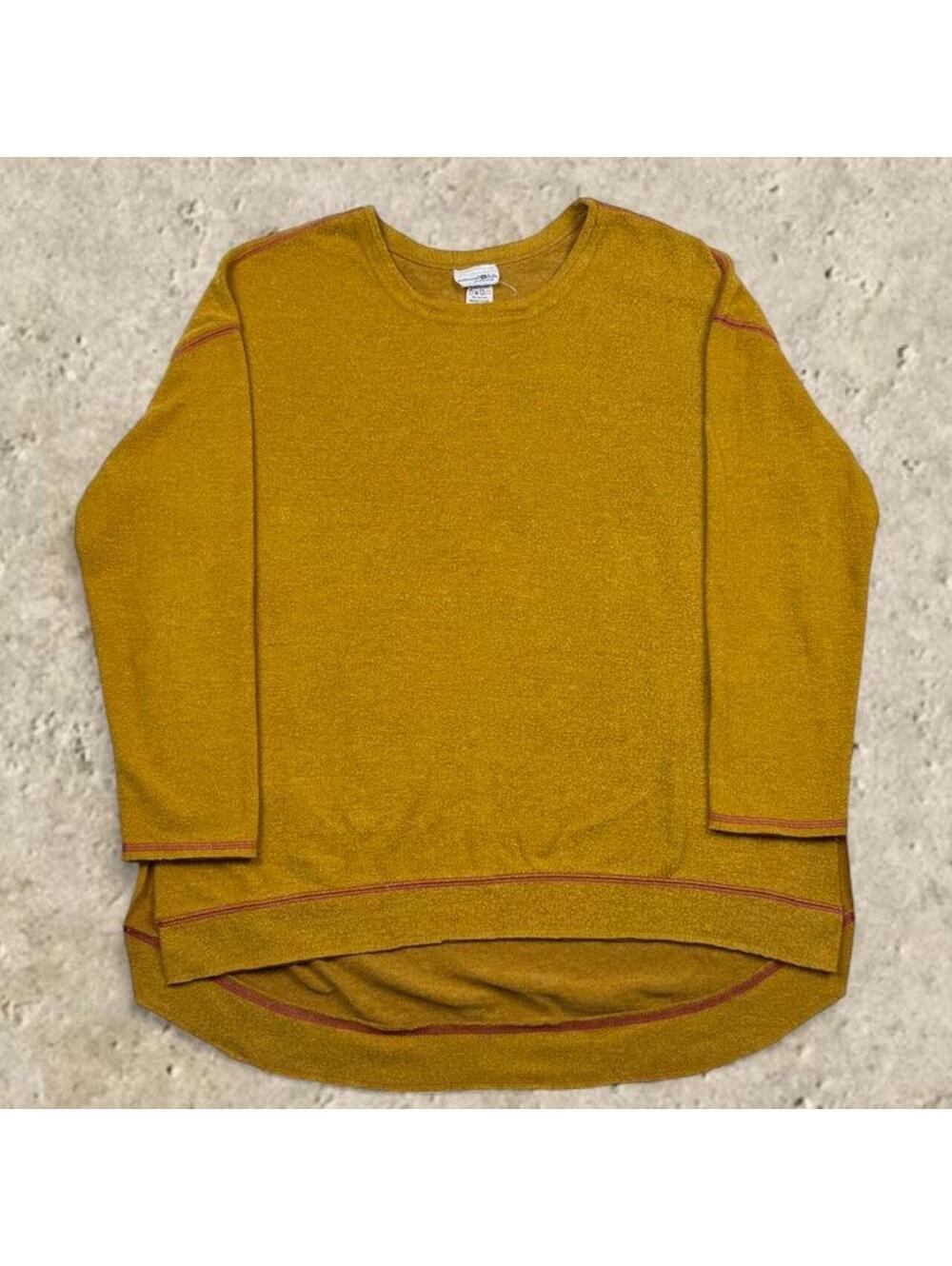 Natural Life Mustard Yellow Boho Textured Pullover Sweater Knit Top Size S